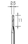 超硬カッター 円筒型 φ2.5x11mm (3mm軸)