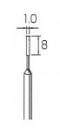 ダイヤモンド・バー 円筒型 Φ1.0x8mm (軸径3.0mm)