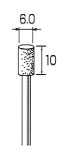 ダイヤモンド・バー 円筒型 Φ6.0x10mm (軸径3.0mm)