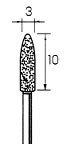 ダイヤモンド・バー トンガリ型先丸 Φ3.0x10mm (軸径3.0mm)