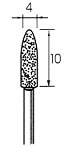 ダイヤモンド・バー トンガリ型先丸 Φ4.0x10mm (軸径3.0mm)