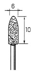 ダイヤモンド・バー トンガリ型先丸 Φ6.0x10mm (軸径3.0mm)