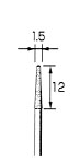 ダイヤモンド・バー テーパー先切型 Φ1.5x12mm (軸径3.0mm)