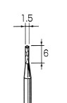 超硬カッター 円筒型 φ1.5x6mm (3mm軸)