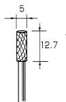 超硬カッター 円筒型 φ5.0x12.7mm (3mm軸)