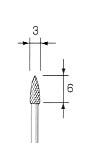 超硬カッター トンガリ型 φ3.0x6mm (3mm軸)