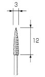 超硬カッター トンガリ型 φ3.0x12mm (3mm軸)