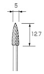 超硬カッター トンガリ型 φ5.0x12.7mm (3mm軸)