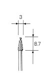 超硬カッター テーパー先切型 φ3.0x8.7mm (3mm軸)