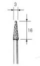 超硬カッター テーパー先切型 φ3.0x16mm (3mm軸)