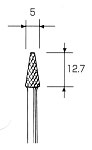 超硬カッター テーパー先切型 φ5.0x12.7mm (3mm軸)