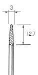 超硬カッター テーパー先丸型 φ3.0x12.7mm (3mm軸)