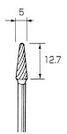 超硬カッター テーパー先丸型 φ5.0x12.7mm (3mm軸)