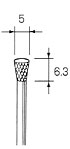 超硬カッター 逆テーパー型 φ5.0x6.3mm (3mm軸)